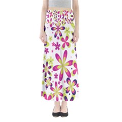 Star Flower Purple Pink Maxi Skirts by Mariart