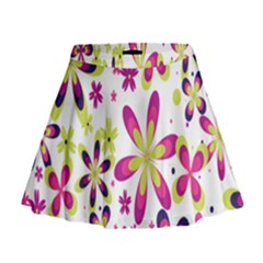 Star Flower Purple Pink Mini Flare Skirt by Mariart