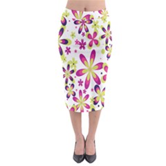 Star Flower Purple Pink Midi Pencil Skirt by Mariart