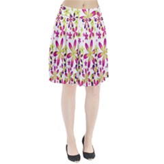 Star Flower Purple Pink Pleated Skirt by Mariart