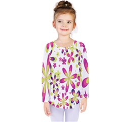 Star Flower Purple Pink Kids  Long Sleeve Tee