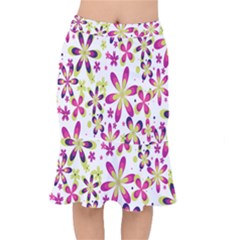 Star Flower Purple Pink Mermaid Skirt by Mariart