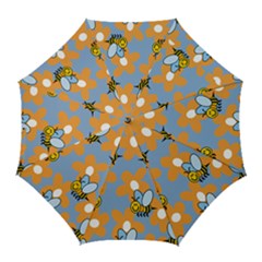 Wasp Bee Honey Flower Floral Star Orange Yellow Gray Golf Umbrellas by Mariart