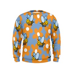 Wasp Bee Honey Flower Floral Star Orange Yellow Gray Kids  Sweatshirt by Mariart