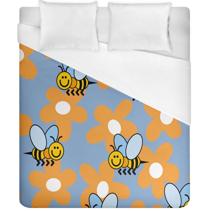 Wasp Bee Honey Flower Floral Star Orange Yellow Gray Duvet Cover (California King Size)