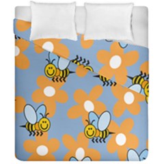 Wasp Bee Honey Flower Floral Star Orange Yellow Gray Duvet Cover Double Side (california King Size) by Mariart