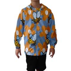 Wasp Bee Honey Flower Floral Star Orange Yellow Gray Hooded Wind Breaker (kids) by Mariart