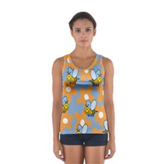 Wasp Bee Honey Flower Floral Star Orange Yellow Gray Women s Sport Tank Top  by Mariart