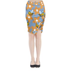 Wasp Bee Honey Flower Floral Star Orange Yellow Gray Midi Wrap Pencil Skirt by Mariart