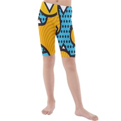 Wave Chevron Orange Blue Circle Plaid Polka Dot Kids  Mid Length Swim Shorts