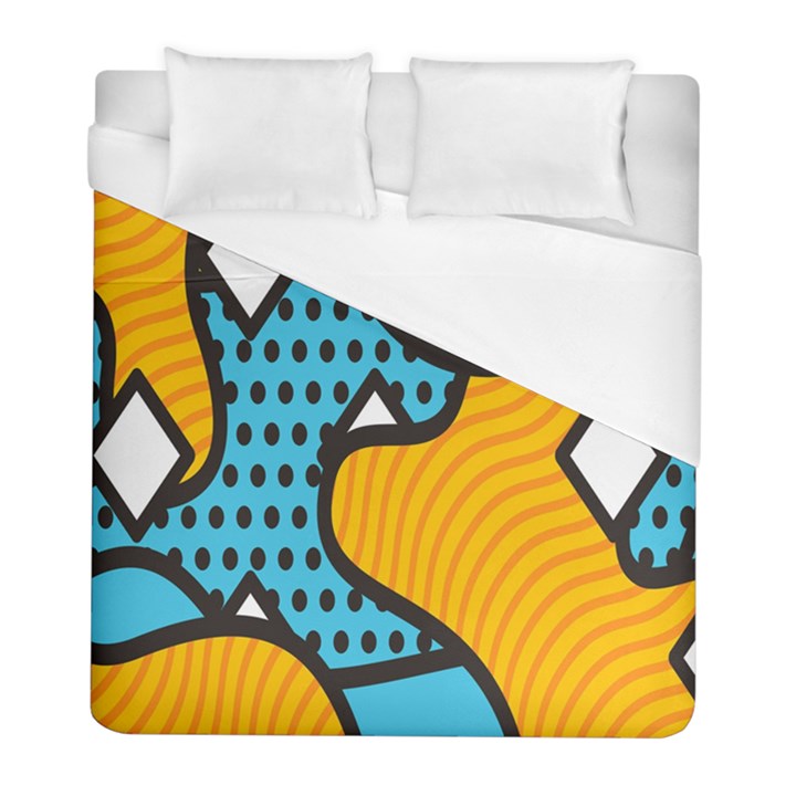 Wave Chevron Orange Blue Circle Plaid Polka Dot Duvet Cover (Full/ Double Size)