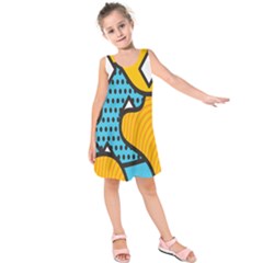 Wave Chevron Orange Blue Circle Plaid Polka Dot Kids  Sleeveless Dress