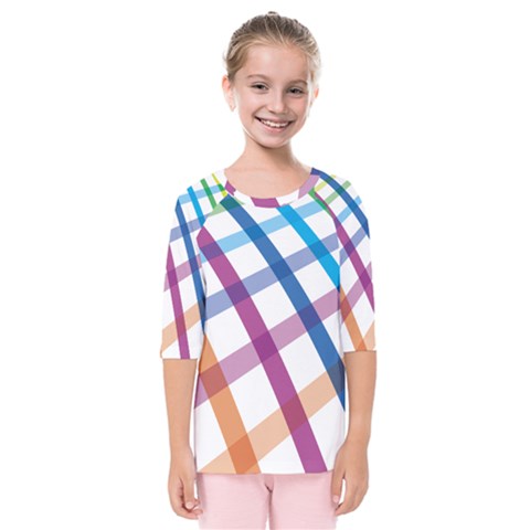 Webbing Line Color Rainbow Kids  Quarter Sleeve Raglan Tee by Mariart