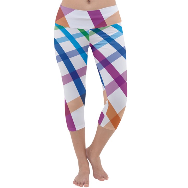 Webbing Line Color Rainbow Capri Yoga Leggings