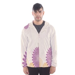 Star Sunflower Floral Grey Purple Orange Hooded Wind Breaker (men) by Mariart