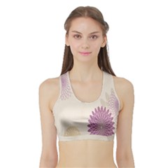 Star Sunflower Floral Grey Purple Orange Sports Bra With Border by Mariart