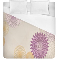 Star Sunflower Floral Grey Purple Orange Duvet Cover (king Size) by Mariart