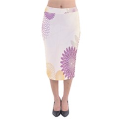 Star Sunflower Floral Grey Purple Orange Velvet Midi Pencil Skirt by Mariart