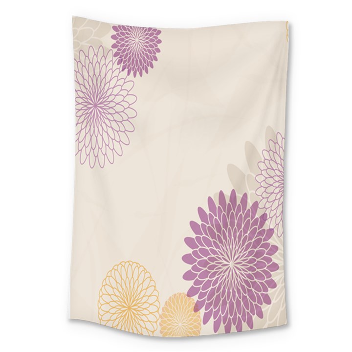 Star Sunflower Floral Grey Purple Orange Large Tapestry