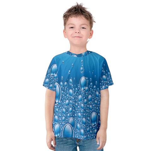 Water Bubble Blue Foam Kids  Cotton Tee by Mariart