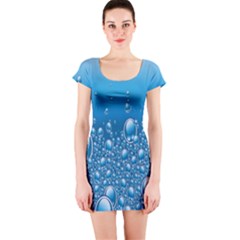 Water Bubble Blue Foam Short Sleeve Bodycon Dress by Mariart