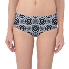 Geometric Black And White Mid-waist Bikini Bottoms by linceazul