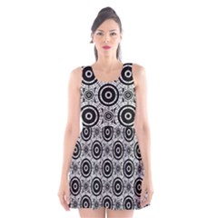 Geometric Black And White Scoop Neck Skater Dress by linceazul