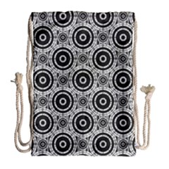 Geometric Black And White Drawstring Bag (large)