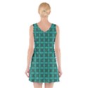 Turquoise Damask Pattern V-Neck Sleeveless Skater Dress View2