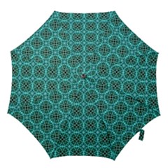 Turquoise Damask Pattern Hook Handle Umbrellas (medium) by linceazul