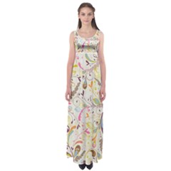 Colorful Seamless Floral Background Empire Waist Maxi Dress by TastefulDesigns