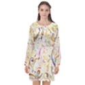 Colorful Seamless Floral Background Long Sleeve Chiffon Shift Dress  View1