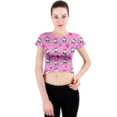 Cute Skulls  Crew Neck Crop Top by Valentinaart