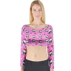 Cute Skulls  Long Sleeve Crop Top by Valentinaart