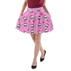 Cute Skulls  A-line Pocket Skirt by Valentinaart