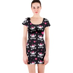 Cute Skulls  Short Sleeve Bodycon Dress by Valentinaart