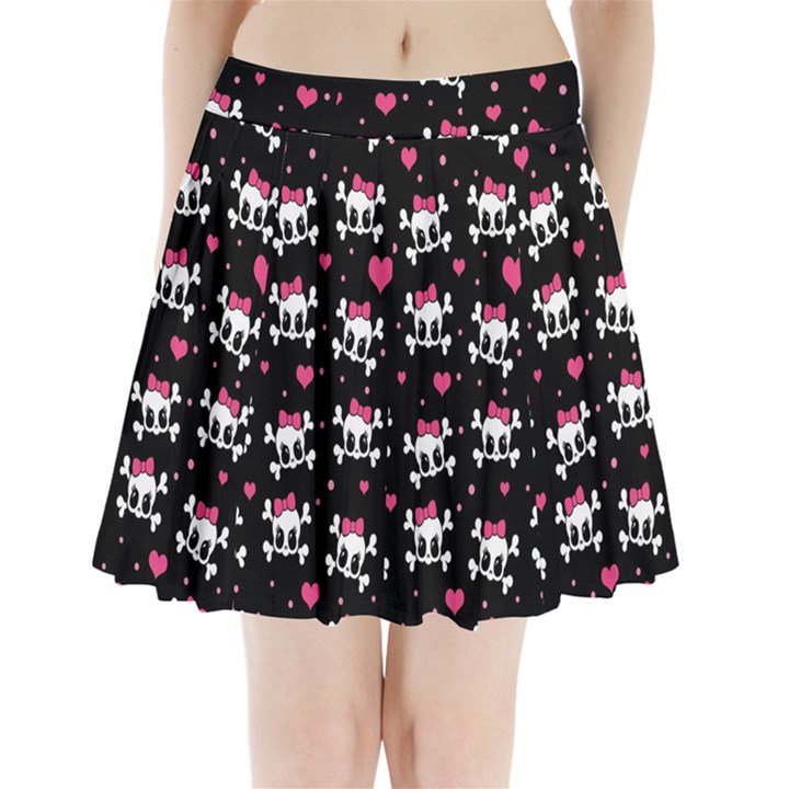 Cute skulls  Pleated Mini Skirt