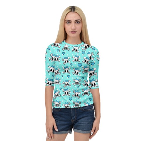 Cute Skull Quarter Sleeve Tee by Valentinaart