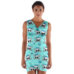 Cute Skull Wrap Front Bodycon Dress by Valentinaart