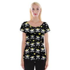 Cute Skull Women s Cap Sleeve Top by Valentinaart