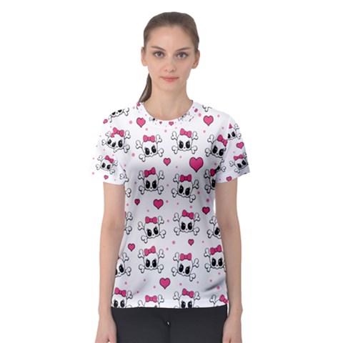 Cute Skull Women s Sport Mesh Tee by Valentinaart