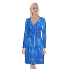 Floating Long Sleeve Velvet Front Wrap Dress