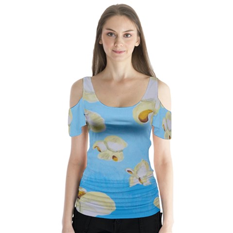 Air Popped Butterfly Sleeve Cutout Tee  by dawnsiegler