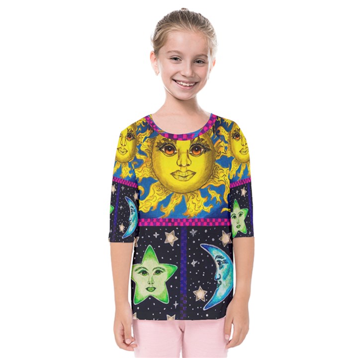 Celestial Skies Kids  Quarter Sleeve Raglan Tee