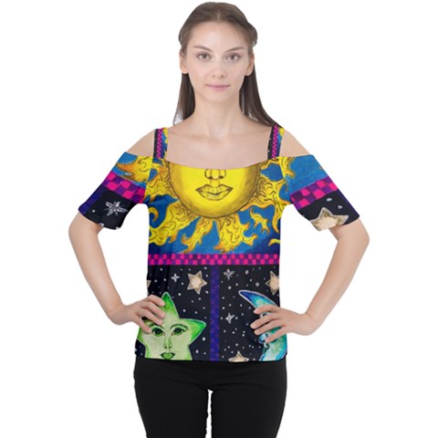 Celestial Skies Women s Cutout Shoulder Tee by dawnsiegler