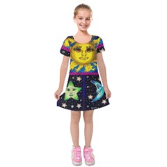 Celestial Skies Kids  Short Sleeve Velvet Dress by dawnsiegler