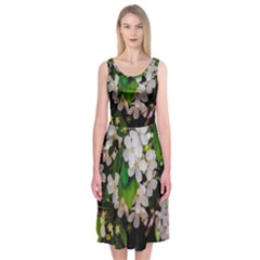 Tree Blossoms Midi Sleeveless Dress by dawnsiegler