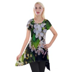 Tree Blossoms Short Sleeve Side Drop Tunic