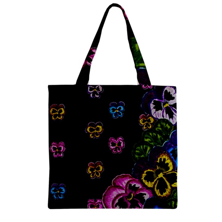 Floral Rhapsody Pt 1 Zipper Grocery Tote Bag