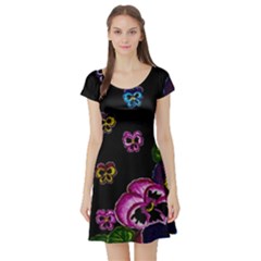 Floral Rhapsody Pt 1 Short Sleeve Skater Dress by dawnsiegler